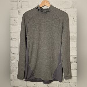 Under Armour ColdGear Fitted Mock Neck Shirt L Gray Thermal Base Layer